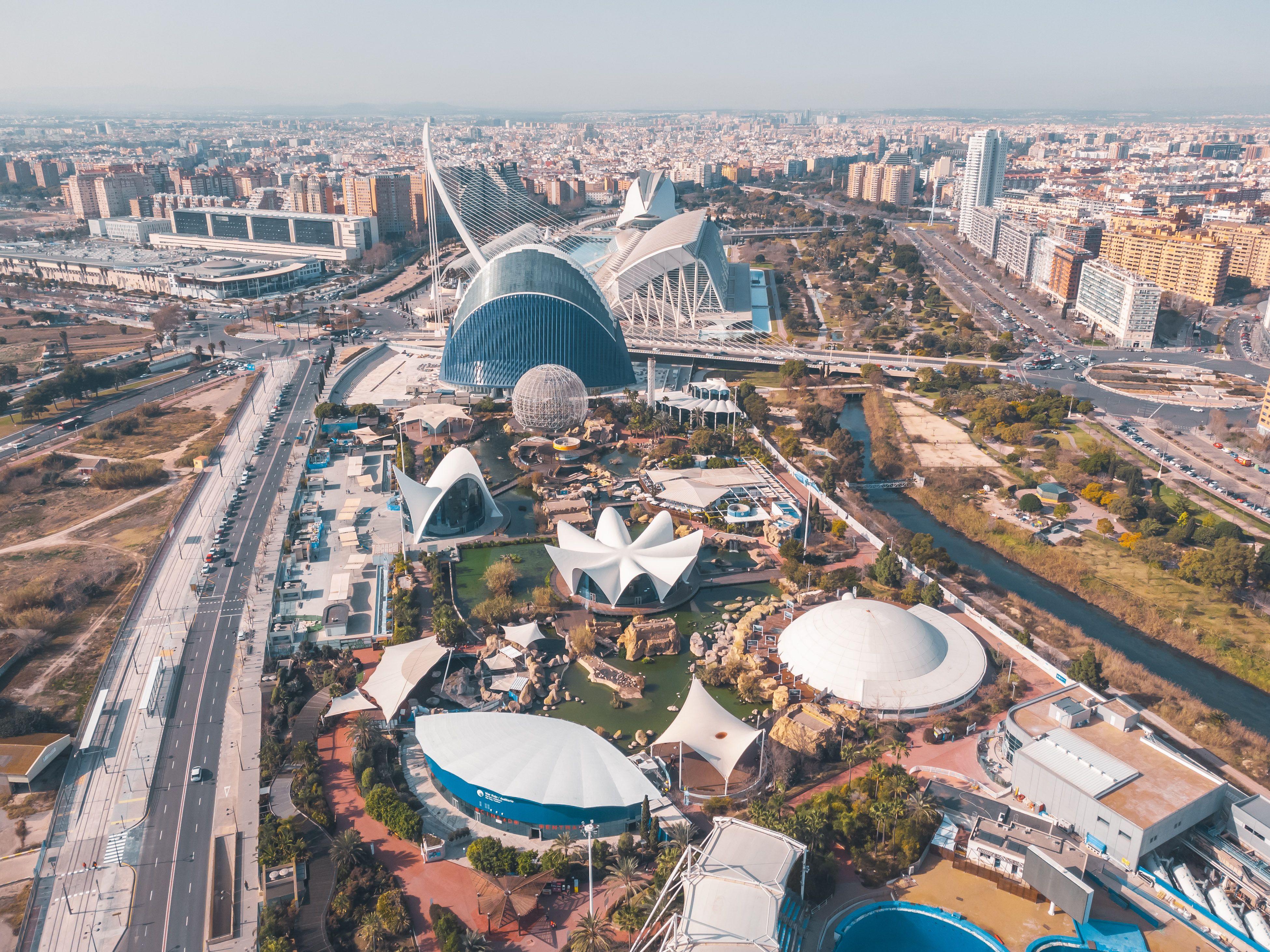 Vista aérea de la Ciudad de las Artes y las Ciencias, Valencia